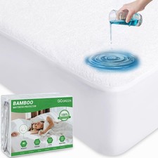 Bamboo Rayon Waterproof Mattress Protector, Stretchable Queen Fit up to 16", ...