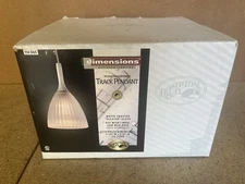 Hampton Bay PLISA Adjustable Track Pendant White Frosted Pleated Glass Dimension