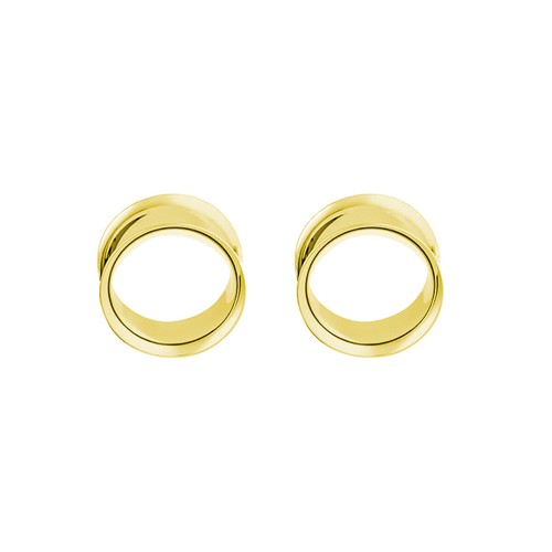 Pair of Surgical Steel PVD Gold Double Flare Ear Tunnels Earlets Gauges Plugs - Picture 72 of 109