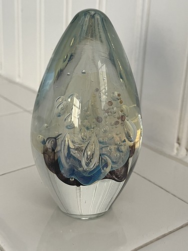 Vintage Robert Eickholt Glass Egg Paperweight Bubbles 2000 - Picture 11 of 11
