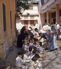 Vintage Stereo Realist Photo 3D Slide ICE CREAM for Orphans Saigon Vietnam