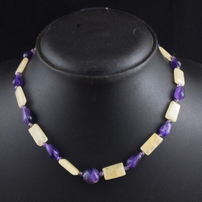 Unique Design 114.00 Cts Aventurine & Amethys Beaded Womens Necklace AK 35 E547