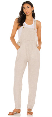 NWOT WeWoreWhat Natural Beige Basic Linen Blogger Fave Overalls Pants Small S