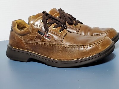 Ecco Brown Moc Toe Casual Lace Up Lite Shock Point Shoes  display picture 2