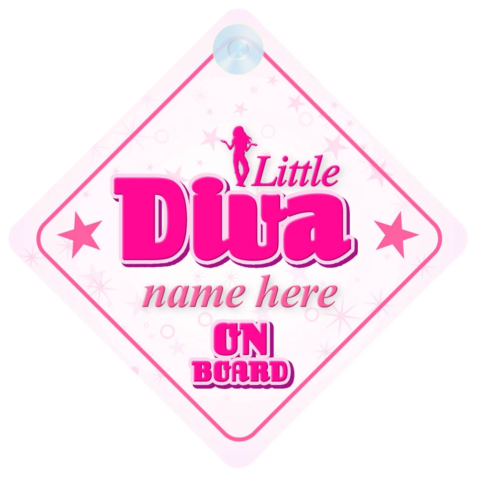 MYBABYONBOARD UK Letrero de coche de bebé niña personalizado a bordo Little Diva