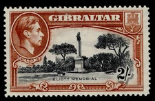 GIBRALTAR GVI SG128, 2s black & brown, VLH MINT. Cat £75. PERF 14