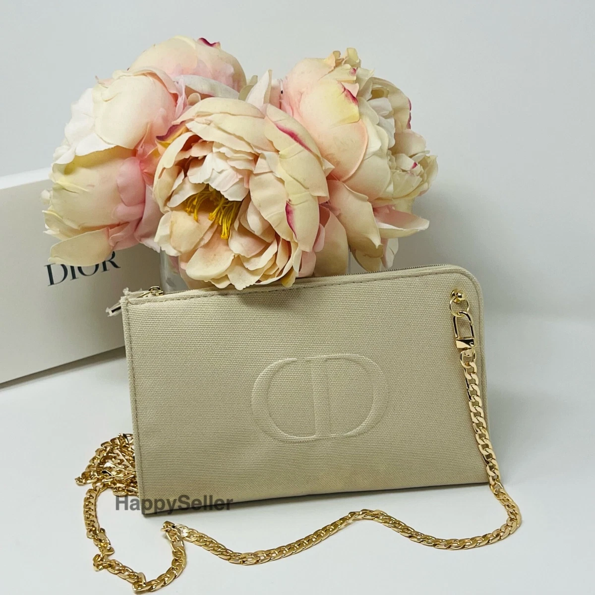 Dior Crossbody Bag Pouch Purse Pocketbook Gold Chain Strap DIOR Designer  Log New