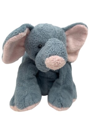 Ty Pluffies Plush Winks Elephant 7'' Beanbag Grey Pink Floppy Stuffed Toy 2007