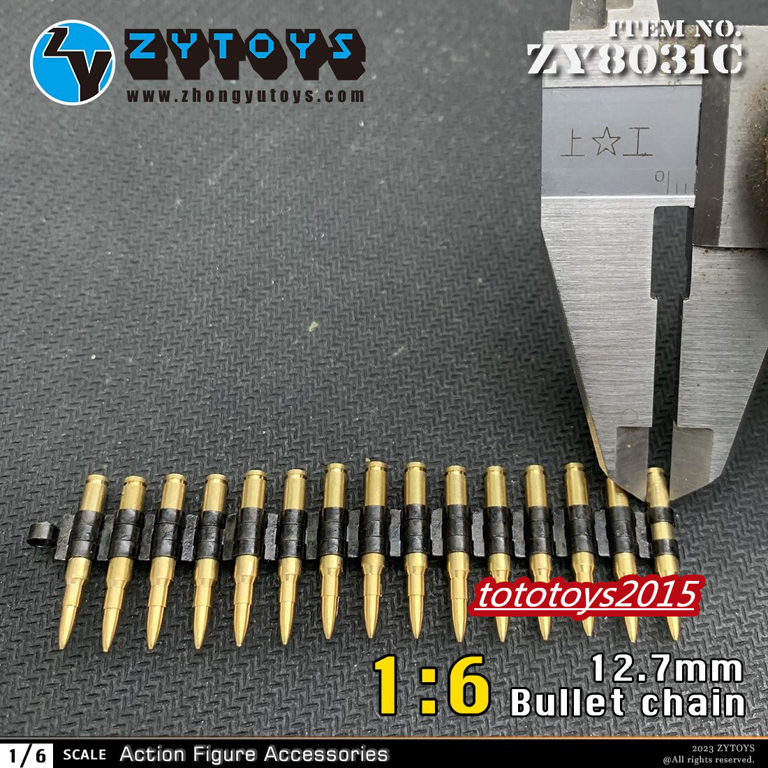 15pcs ZY Toys ZY8031C 1/6 12.7mm Caliber Machine Bullet