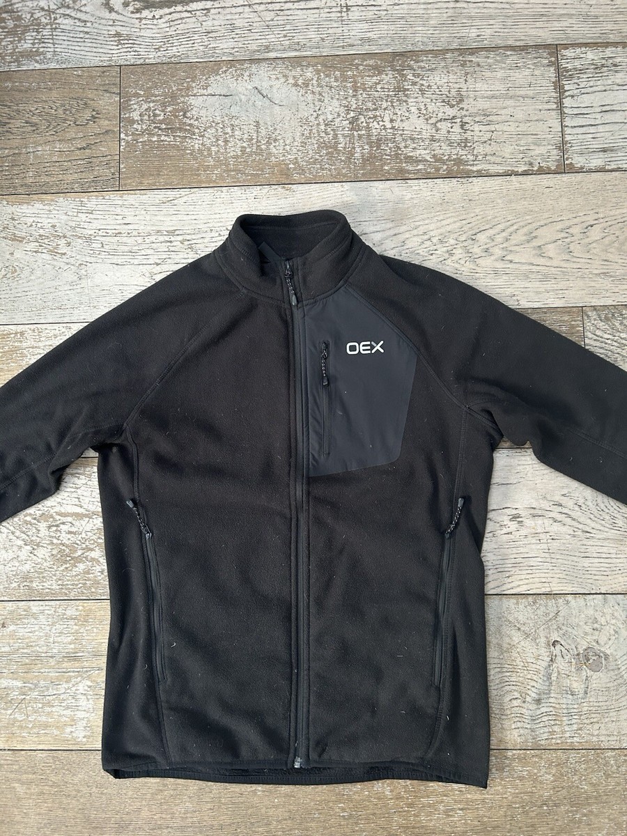 OEX Technical Quarter Zip Embroidered Gorpcore Tech Hiking Fleece Jacket  Black M
