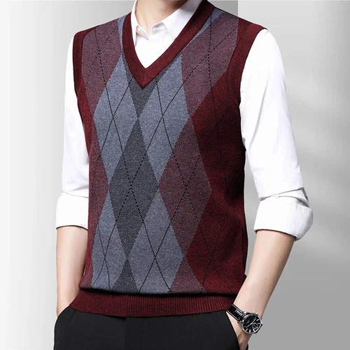 Men's Casual Sweater Tank Top Autumn Thickened Winter Warm Men's Vest - Bild 11 von 28