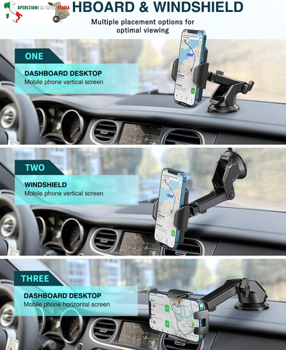 Hoppac Porta Cellulare Auto, Supporto Telefono Auto per Cruscotto e Parabrezza, - Foto 3 di 7