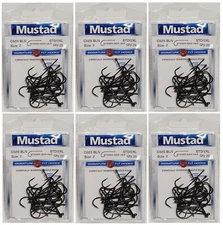 (6pk lot) BULK Mustad Signature Fly Hooks C52SNP-2-25 STD/2XL Stinger Deer Black