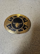 Made In Mexico Long Horn Rodeo Cow gold Tone Belt Buckle.