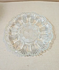Vintage Anchor Hocking Clear Glass 10" Deviled Egg Plate Tray  Platter MCM