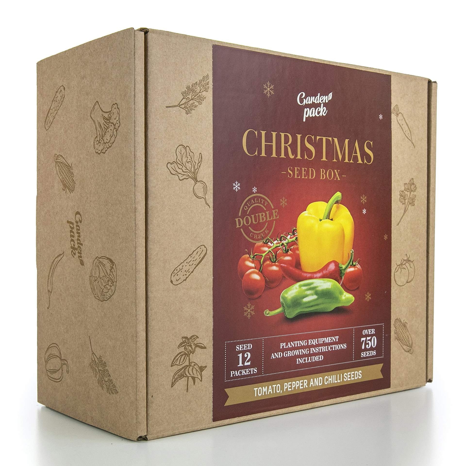 Kit semi CHRISTMAS EDITION, di pomodoro, peperoni, peperoncino con accessori per