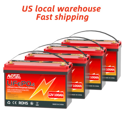 1/2/3/4 Pack 12V 100Ah LiFePO4 Lithium Battery Deep Cycle BMS RV Solar Marine
