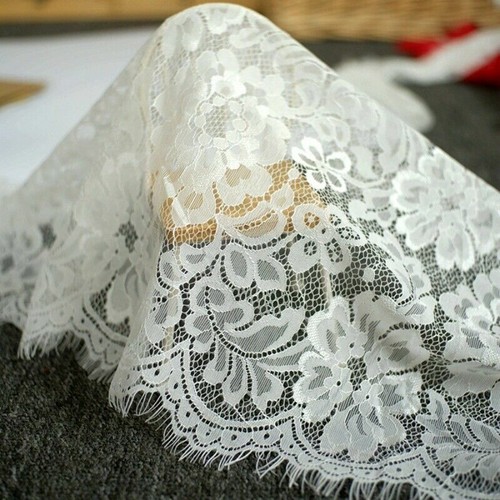 3 Meters Wide Lace Mesh Fabric Edge Trim Edging Wedding Dress Skirt Floral - Picture 3 of 29