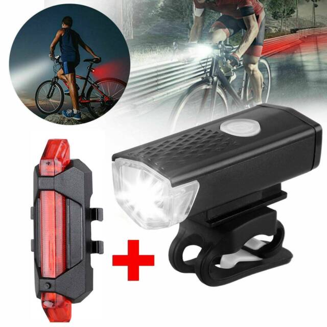 LED Mountain Bike Lights Rechargeable Lamp USB Bicycle Torch Front & Rear Set UK LED Mountain Bike Lights Rechargeable Lamp USB Bicycle Torch Front & Rear Set UK