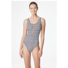Bleu Rod Beattie LET'S GET LOUD LACE DOWN ONE PIECE SWIMSUIT size 4