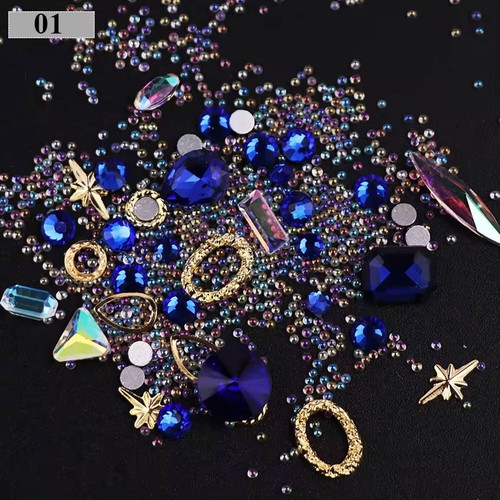 Rhinestones 3D Nail Art Decorations Jewelry Sparkle Beads + 72 PC Clear Gel Nail - Picture 11 of 33