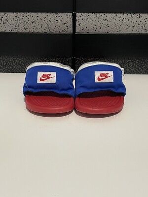 Nike Benassi JDI Fanny Pack Slides Red Blue AO1037-601 Mens 13 Zip Pocket Sandal NWTs Nike Slides Benassi JDI Fanny Pack Sandals -zip Pouch  main image 3