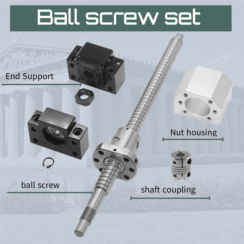 SFU1605-250mm~1500mm Ball Screw Set CNC& Ballnut Housing & BK/BF12 & Coupler DIY - Image 4 of 4