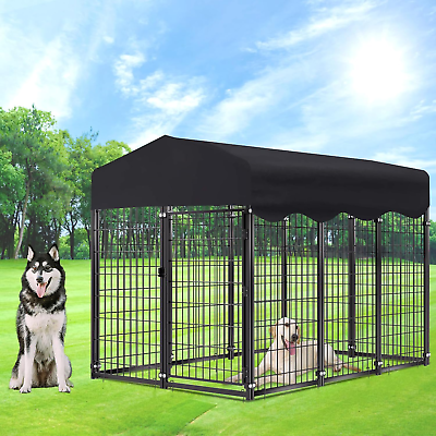 #ad Large Outdoor Dog Kennel Heavy Duty Welded Dog Playpen Metal Pet Cage w Cover $179.99