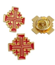 18K Gold Plated Red , Black, Blue,Green orWhite Enamel Jerusalem Cross Lapel Pin