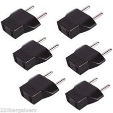 6Pk MU3 US to Europe Asia Plug Adapter 5mm Round Pin American To European EU