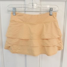 Athleta Girl Swing Skort L/12 Coral Zip Pockets Drawstring Skirt Shorts Logo