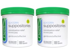 Fleet - Glycerin Suppositories, Laxative, Adult Jar, 100 Each 2-Pack