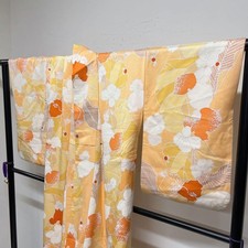 Cherry Blossom Kimono, Takidye Flowers Leaves, Polka Dots, Used