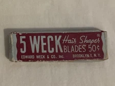 Vintage 5 WECK Hair Shaper Blades In Original Box, Surgical Steel - (5 Pieces)