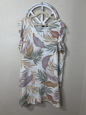 chinese dress ladies Tahari Women's Plus Linen Floral Print Sleeveless Tiered Mini Dress