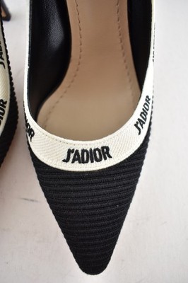 Dior J'adior Jadior Black White Ribbon Logo Embroidered Cotton