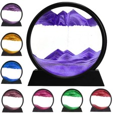 3D Dynamic Sand Art Liquid Motion, Moving Sand Art Picture Round Glass 3D Deep S