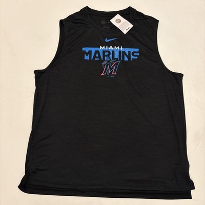Miami Marlins Shirt Mens 2XL Black MLB Baseball Nike Dri-FIT Sleeveless Tank