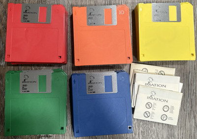 Imation Rainbow Diskettes - 2HD 1.44MB 3.5'' Floppy Disks - 47 Total w Labels IBM