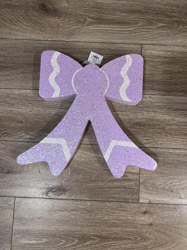 Purple Glitter Bow Shaped Wall Decor Styrofoam