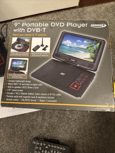 Zennox Portable DVD Player 9" Swivel Screen- Never Used. Charger, Tv Aerial - Picture 9 of 16