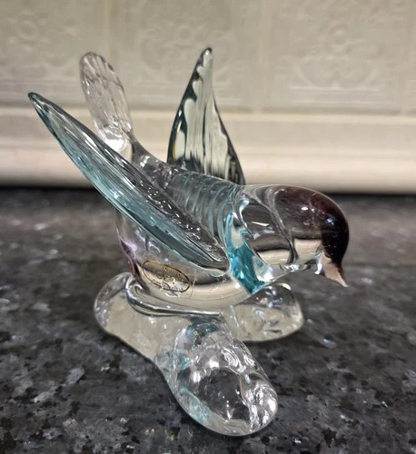 VINTAGE Murano Glass Bird Purple & Blue Arte Murano ICET Venezuela