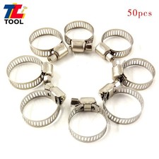50-Pc Stainless Steel 3/4"-1 Adjustable Drive Hose Clamps Fuel Line Worm Clips