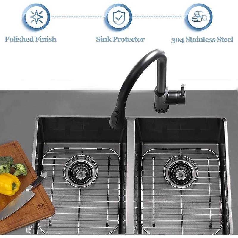 Stainless Steel Kitchen Sink Grid Protector Multifunctional Drain Rack Dishes US