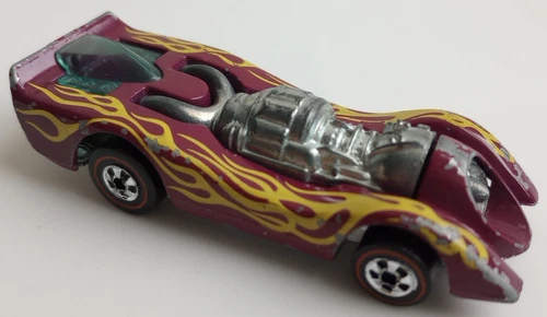 1970 Hot Wheels Redline Jet Threat Purple w Yellow Flames 100% Original vtg