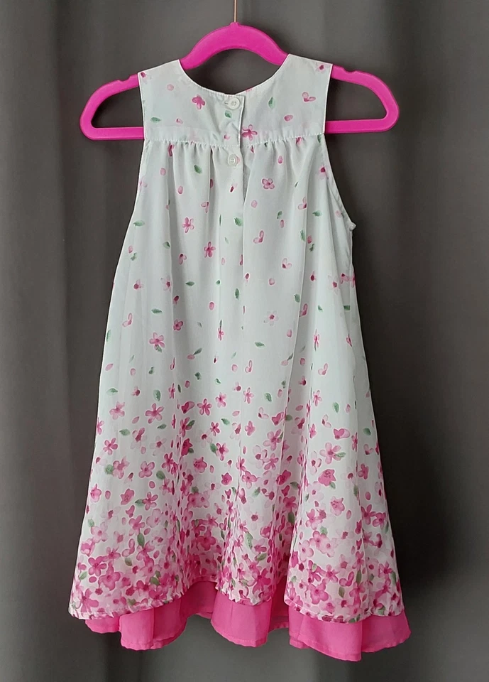 Vestido blanco Blueberi Boulevard para niña con detalles florales rosas / talla 6 Foto 3 de 4