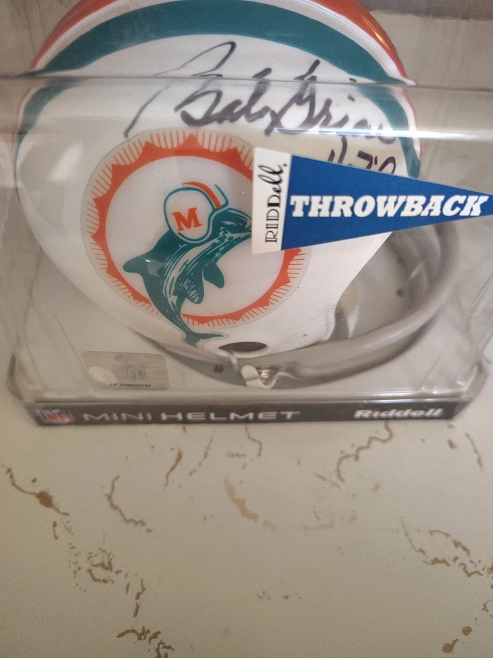 Minicasco Bob Griese Autografiado/HOF 90 Inscrito TB 2 Bares Miami Dolphins. Foto 3 de 3