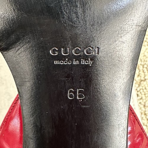 GUCCI Red Ankle Strap Heels Sandals 6B Excellent Used Condition High End Luxury - 第 7/9 張圖片