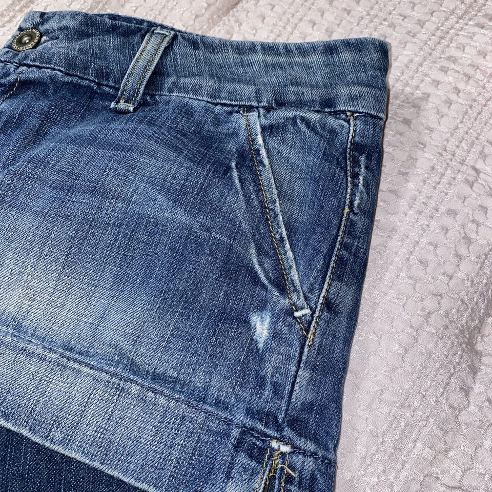 American Eagle Y2K Low Rise Micro Denim Shorts Size 8 Distressed 2" Inseam - Image 3 of 4