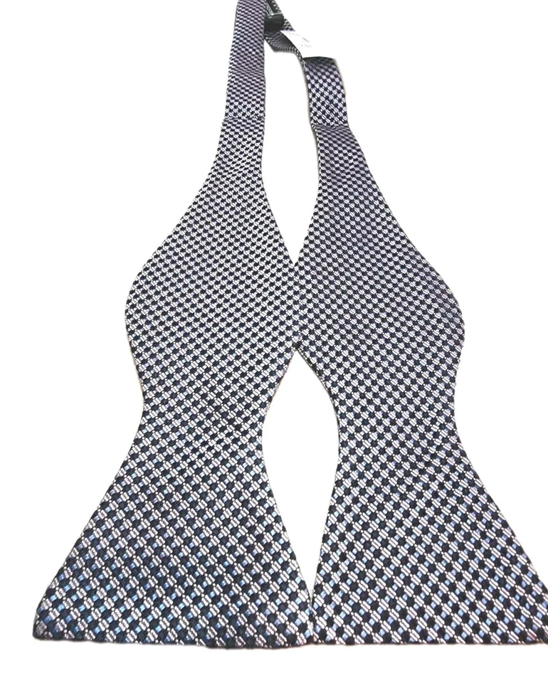 NWT Nordstrom Men Checkered 100% Silk Bow Tie Blue Pink Italy Made Work Wedding - Image 3 of 4